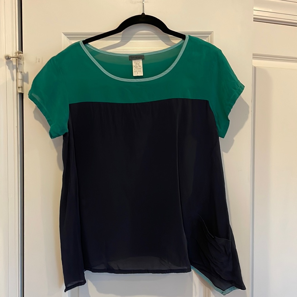 Anthropologie 100% Silk Colorblock Blouse